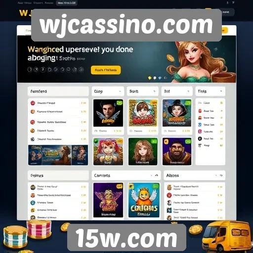 Interface do usuário do site wjcassino em foco